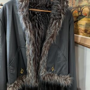 Baby Phat Black Teddy Jacket with Faux Fur Trim